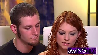 Horny swinger redhead is having hot moments on this swinger orgy.