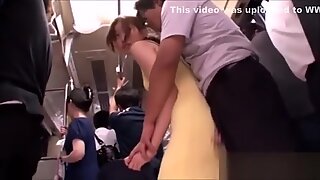 Sexy Japanese girls give blowjob and fuck in bus