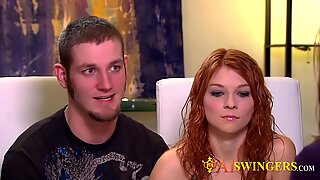 Ginger couple gets naked and horny in a hot meeting