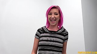Energized teen bends ass during her first casting and fucks like a pro