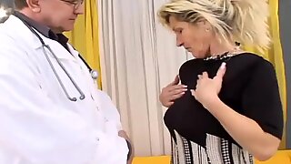 Busty blonde granny drives the elderly doctor crazy