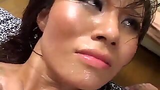 Yoshiki Aogiri gets cum in mouth after is fucked in huge gangbang