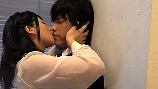 Asia college girl couple sex in office suits