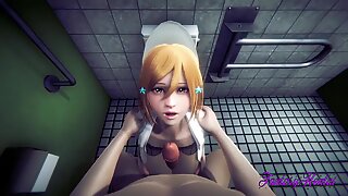 Bleach Hentai - Orihime in the Toilet boobjob and fucked - Anime Manga Japanese Cartoon 3D Porn